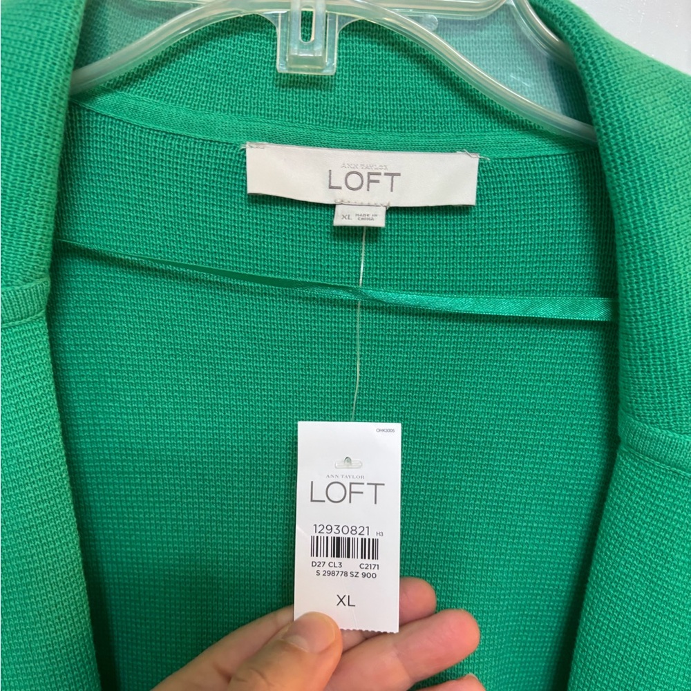 Loft XL Knit Kelly Green Open Cardigan - Picture 2 of 5